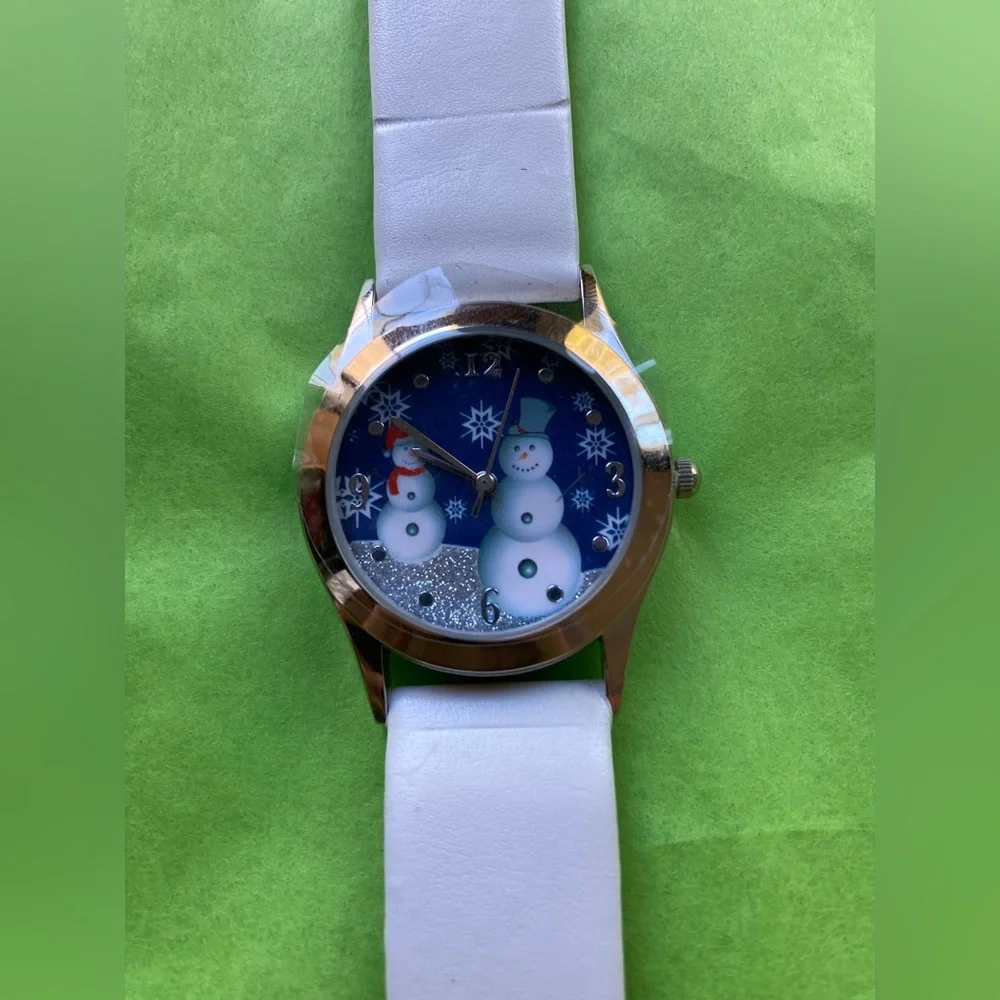 Avon Tis The Season Snowman Watch, Christmas, Holiday, Blue, White, Silver, NIB - Picture 11 of 16